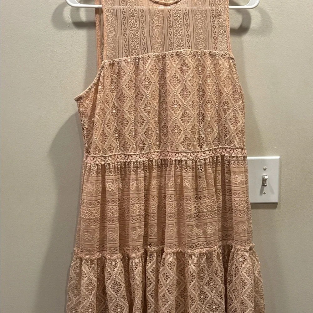🔥 2/$10 3/12$ Altar'd State Lace large pink Mini Dress - Picture 2 of 7